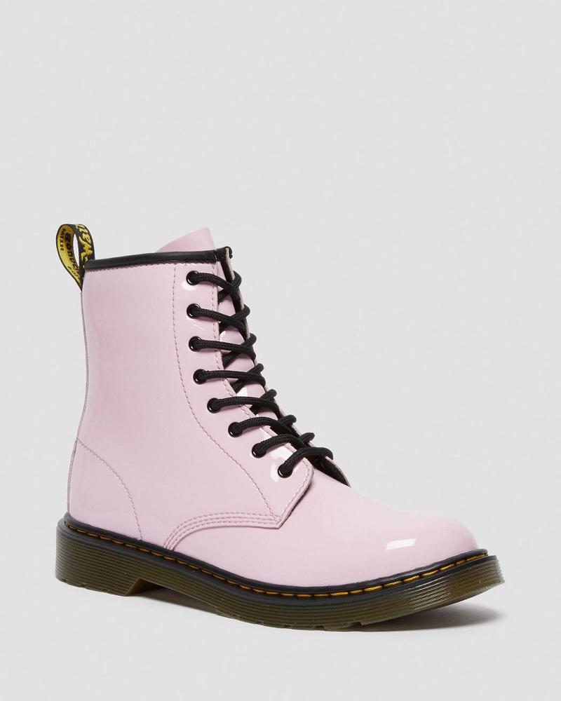 Kids\' Dr Martens Youth 1460 Patent Leather Lace Up Boots Pink | AU 712EBC